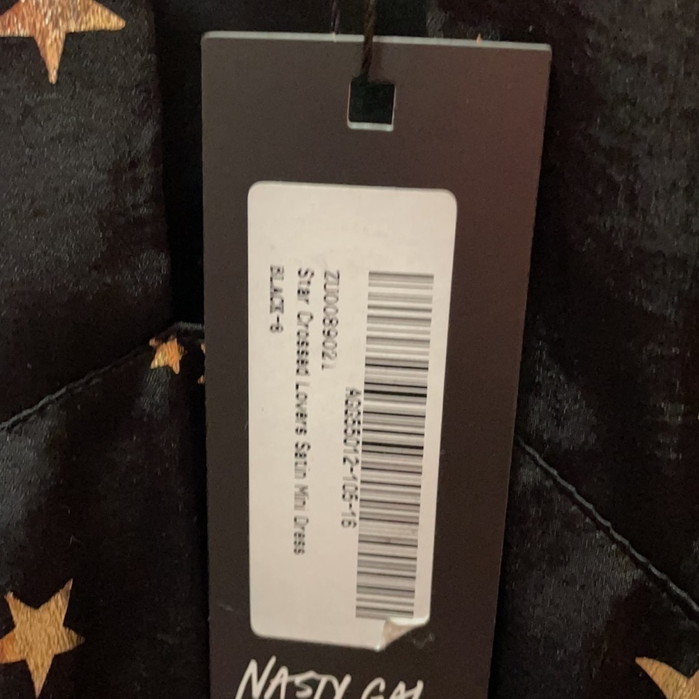 Nasty Gal Star Crossed Lovers Black Satin Mini Dress NWT Size 4 - Picture 8 of 10